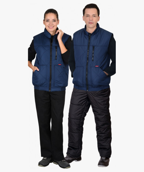 Жилет СИРИУС-ЕВРОПА утепленный тёмно-синий с флисовой подкладкой