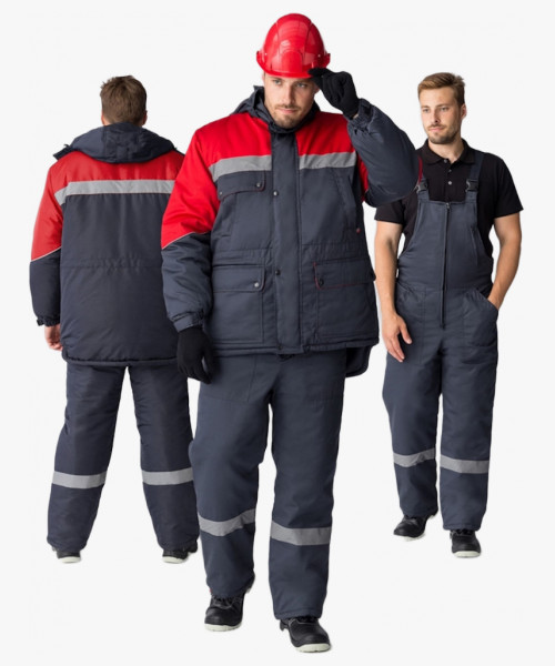 Костюм зимний Сибер СОП CH (тк.Таслан) п/к, т.серый/красный