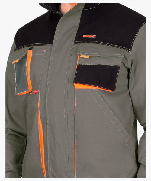 Куртка СИРИУС-МАНХЕТТЕН оливковый с оранжевым и чер. тк. мех. стрейч пл 260 г/кв.м