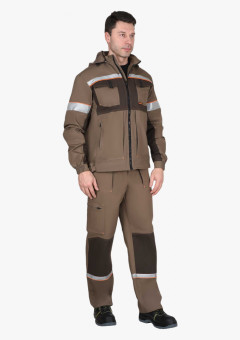 Костюм СИРИУС-РОДОС куртка, брюки, светло-коричневый с темно-коричневым