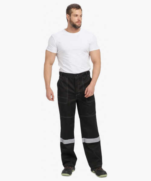 Костюм Виват-1 Премиум CH МВО (тк.Смесовая,240) брюки, черный/оранжевый