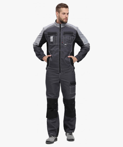 Костюм Вектрон-2 (тк.Смесовая,240) п/к, т.серый/св.серый/черный