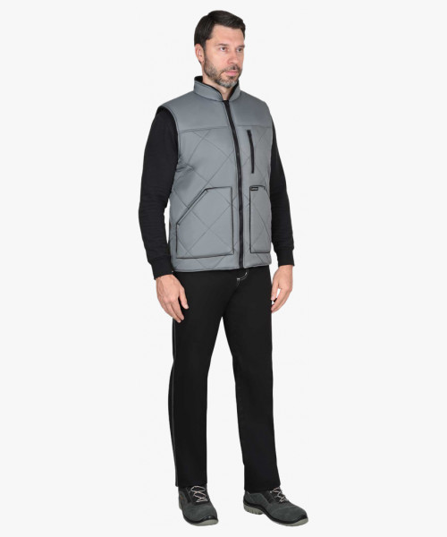 Жилет СИРИУС-ЕВРОПА удлиненный (на подкладке флис черный) графит