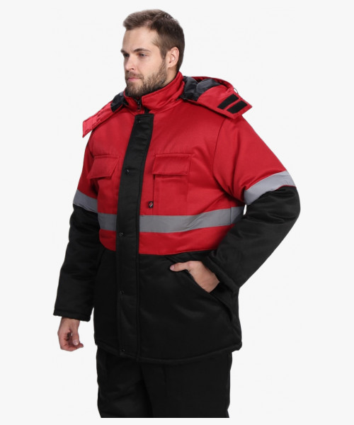 Костюм зимний Нордхард-2 СОП (тк.Смесовая,250) п/к, черный/красный