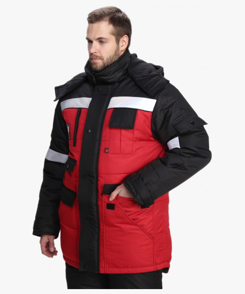 Костюм зимний Беркут (тк.Таслан) п/к, черный/красный