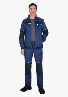Костюм мужской летний СИРИУС-АРКТИК куртка, брюки, синий с черным, тк. мех. стрейч