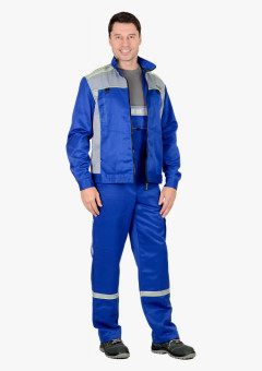 Костюм СИРИУС-ПРАКТИК куртка, п/к васильковый со св.серым