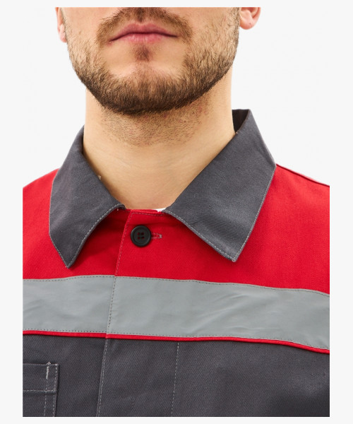 Костюм Липецк-1 СОП CH (тк.Смесовая,280) брюки, т.серый/красный