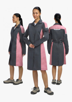 Халат женский ProfLineSpecialist (тк. Смесовая, 240 г/м2), серый, розовый