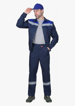 Костюм СИРИУС-МАСТЕР куртка, брюки, тёмно-синий с васильковым и СОП