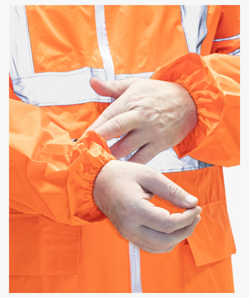 Плащ влагозащитный сигнальный с СОП SIRIUS Профи (225 гр/м2) оранжевый (ЧЗ)