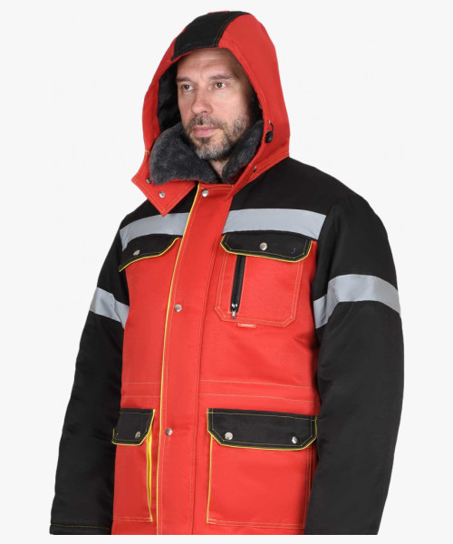 Костюм мужской зимний СИРИУС-ТИТАН куртка дл., полукомбинезон, красный