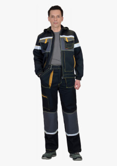 Костюм СИРИУС-РОДОС куртка, брюки, черный с темно-серым