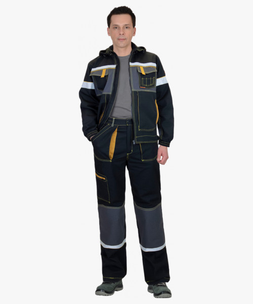 Костюм СИРИУС-РОДОС куртка, брюки, черный с темно-серым