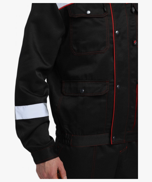 Костюм Нейч-2 СОП с капюшоном К. (тк.Смесовая,210) п/к, черный/красный