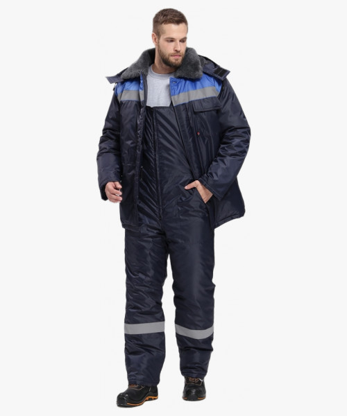 Костюм зимний Труженик-Ультра-2 (тк.Оксфорд) п/к, т.синий/васильковый