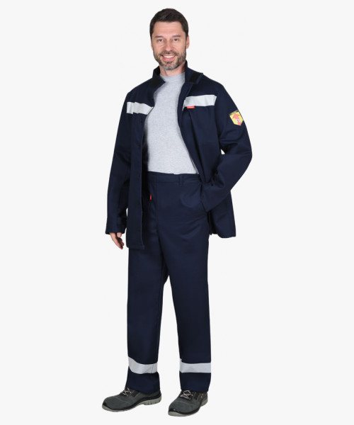 Костюм сварщика СИРИУС-ГЕРКУЛЕС летний: куртка, брюки темно-синий и СОП
