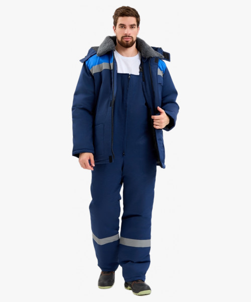 Костюм зимний Труженик-Ультра-2 СОП (тк.Смесовая,210) п/к, т.синий/васильковый