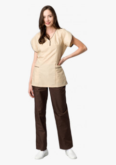 Костюм женский Мокко (тк.ТиСи,120), коричневый/бежевый