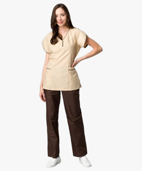 Костюм женский Мокко (тк.ТиСи,120), коричневый/бежевый