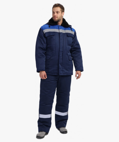 Куртка зимняя Стандарт (тк.Смесовая,210), т.синий/васильковый