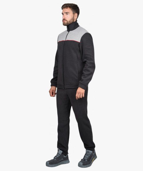 Куртка флисовая тёмно-серая со светло-серым, красный кант (ФАВОРИТ)