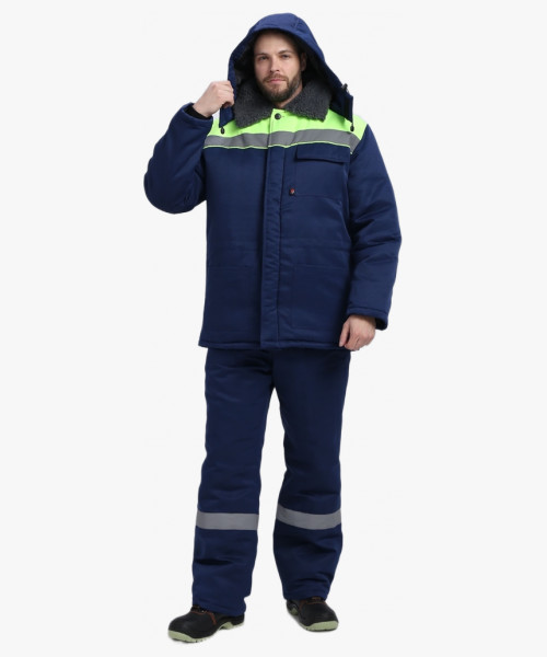 Костюм зимний Труженик-Ультра СОП (тк.Смесовая,210) брюки, т.синий/лимонный