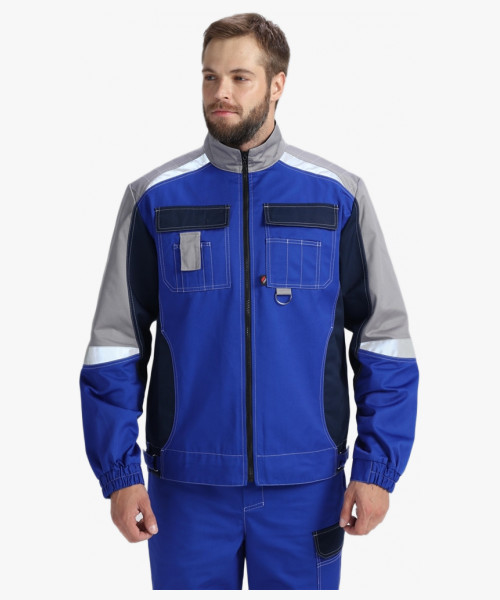 Костюм Вектрон-1 (тк.Смесовая,240) брюки, васильковый/т.синий/св.серый