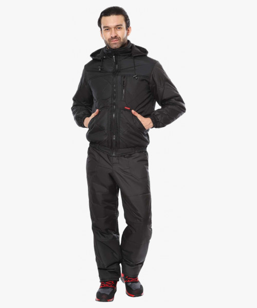 Куртка СИРИУС-ПРАГА-ЛЮКС короткая с капюшоном, черная