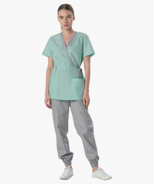 Костюм женский Симпл-001 (тк.Смесовая,120) MedLine, серый/мятный-74