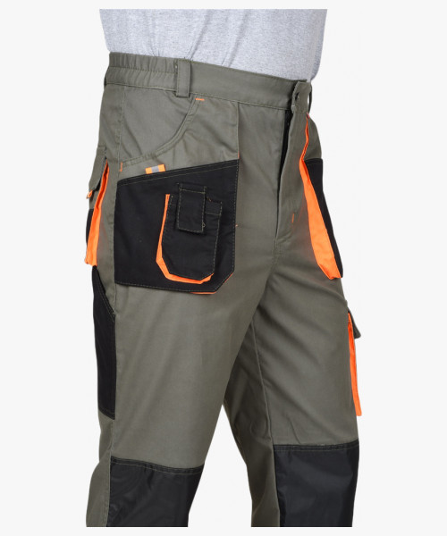 Костюм СИРИУС-МАНХЕТТЕН куртка. брюки оливковый с оранжевым и чер. тк. мех. стрейч пл 260 г/кв.м