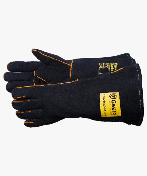 Track Black Long Краги из спилка черного цвета с широким раструбом, длина 42 см