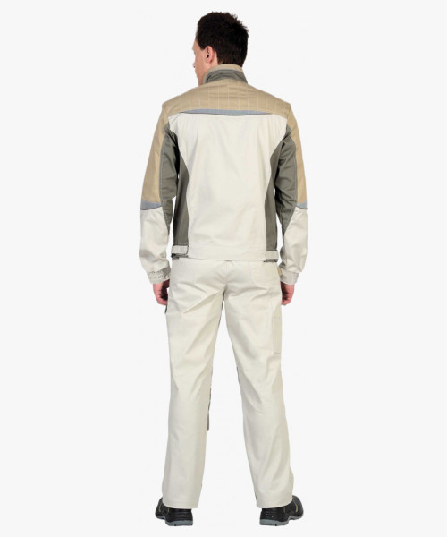 Костюм СИРИУС-КАСПИЙ куртка, п/к, молочный с оливой, песочным и СОП