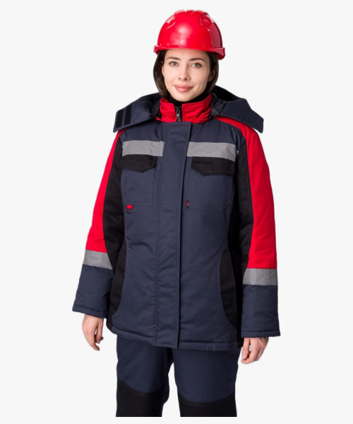 Костюм зимний женский Вектрон-2 СОП У. (тк.Смесовая,240) п/к, черный/красный/серый