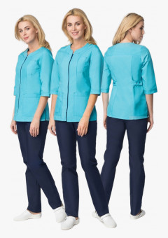 Костюм женский Спринт (тк.ТиСи), бирюзовый/т.синий
