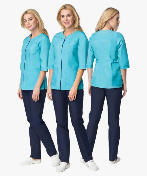 Костюм женский Спринт (тк.ТиСи), бирюзовый/т.синий