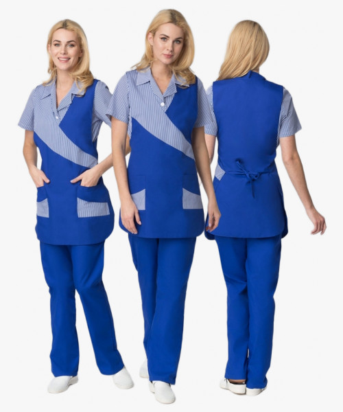 Фартук-сарафан Утро (тк.ТиСи), васильковый/полоска