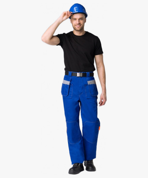 Костюм Союз-Профессионал-1 (тк.Балтекс,240) брюки, васильковый/св.серый/оранжевый