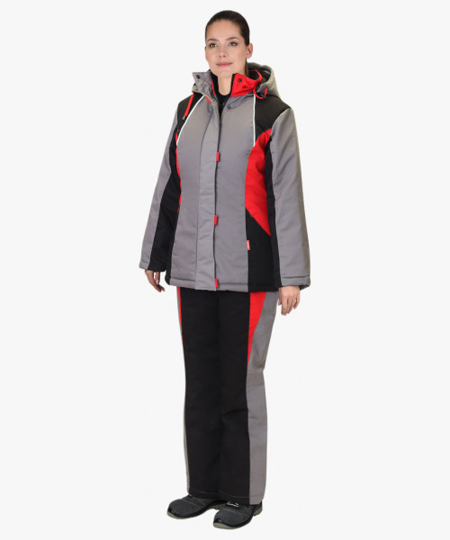 Костюм СИРИУС-СИБИРЯЧКА серый с черным и красным