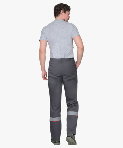 Костюм СИРИУС-МАСТЕР летний, куртка, брюки, тёмно-серый с красной отделкой