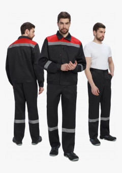 Костюм Лигор-1 СОП (тк.Смесовая,210) брюки, черный/красный