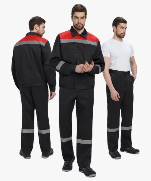 Костюм Лигор-1 СОП (тк.Смесовая,210) брюки, черный/красный