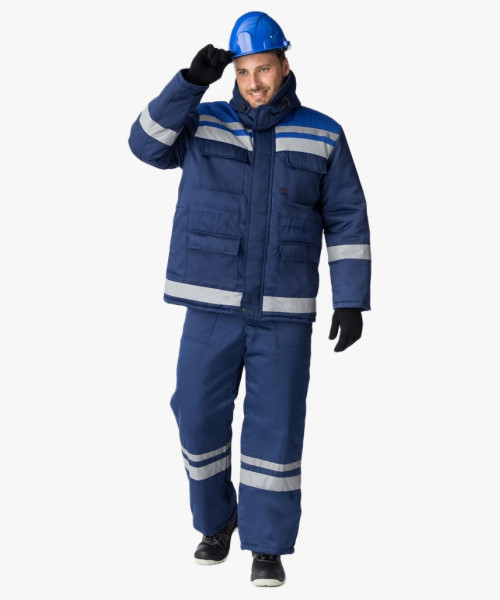 Костюм зимний Горизонт-Люкс (Смесовая, 210) брюки, темно-синий/васильковый