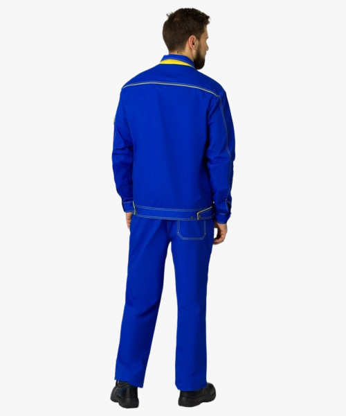 Костюм Лидер (тк.Саржа,250) брюки, васильковый/желтый