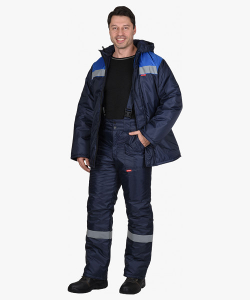 Костюм СИРИУС-РОСТ-НОРД куртка, брюки темно-синий с васильковым