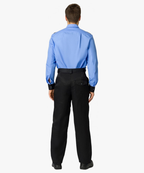 Рубашка охранника с длинным рукавом мужская, ярко-голубой