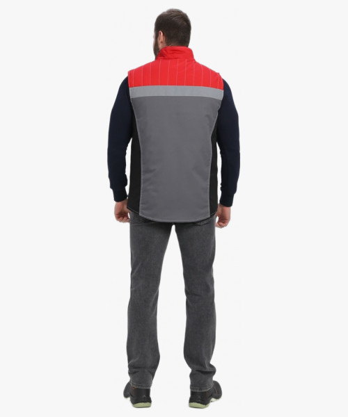 Жилет утепленный Вектрон СОП (тк.Смесовая,240), серый/черный/красный