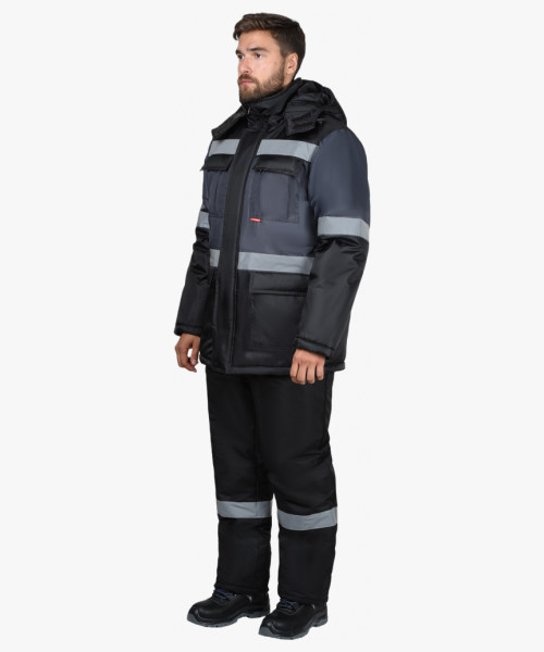 Костюм СИРИУС-ТЕРМИНАЛ зимний, куртка, брюки черный с темно-серым и СОП