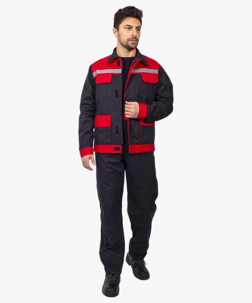 Костюм Престиж (тк.Саржа,250) п/к, т.серый/красный