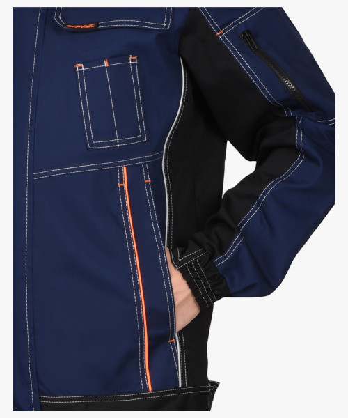 Куртка СИРИУС-ПРЕСТИЖ кор., синяя с черным и оранжевой отделкой